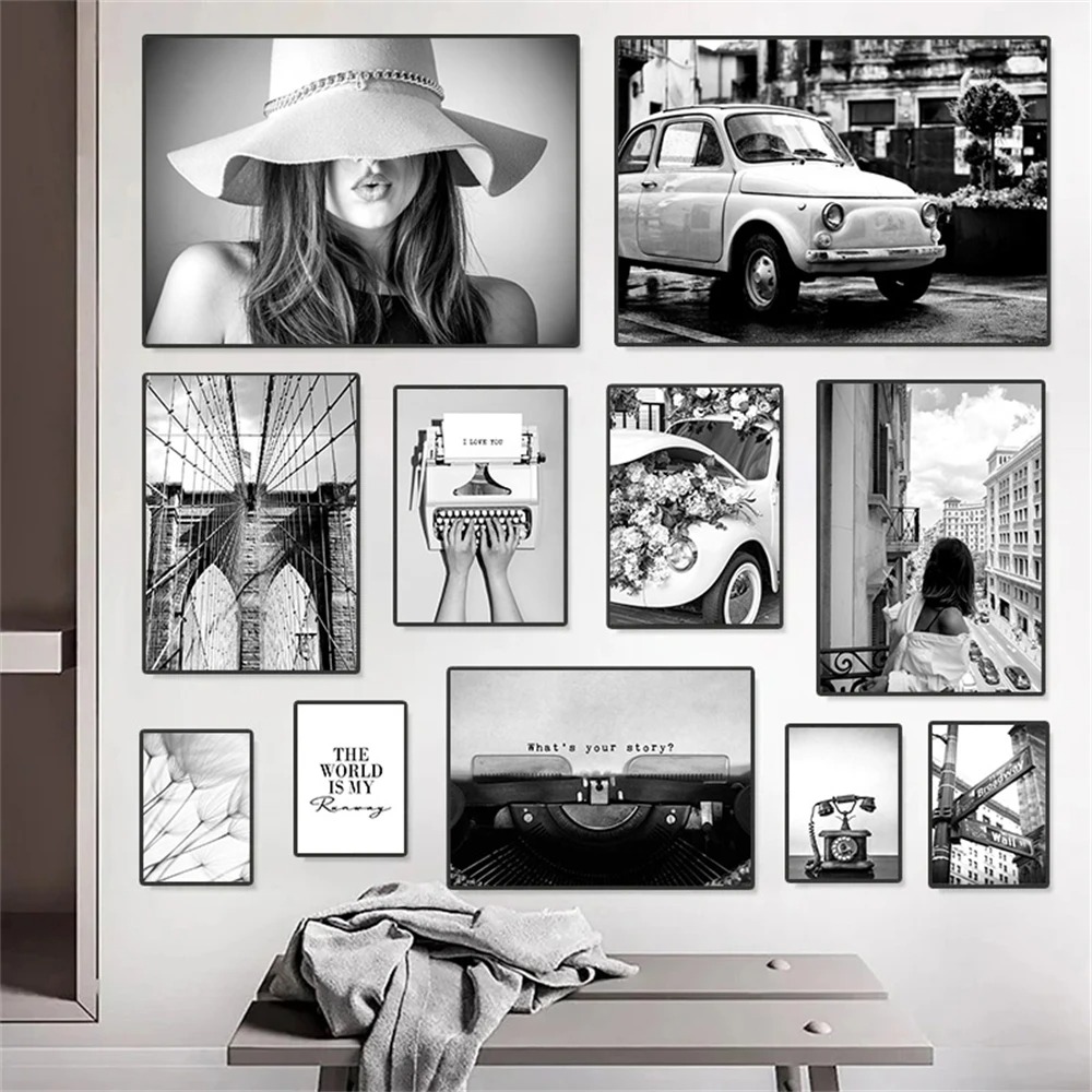 Interior Design Studio - Retro Telefoon Typemachine Auto Olieverf Zwart