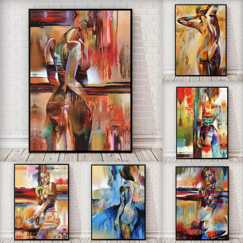 Interior Design Sketch - Abstract olieverfschilderij vrouwelijk sexy lichaam muur