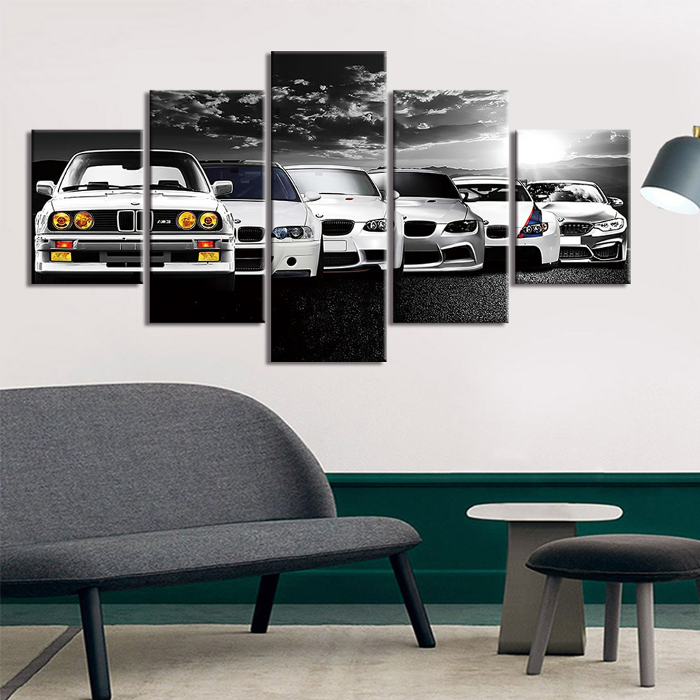 Interior Design Sketch - 5-delige muurkunst canvas poster abstracte retro