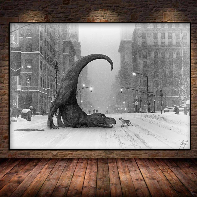Interior Design Studio - Retro Wil Poster Dinosaurussen En Tijgers