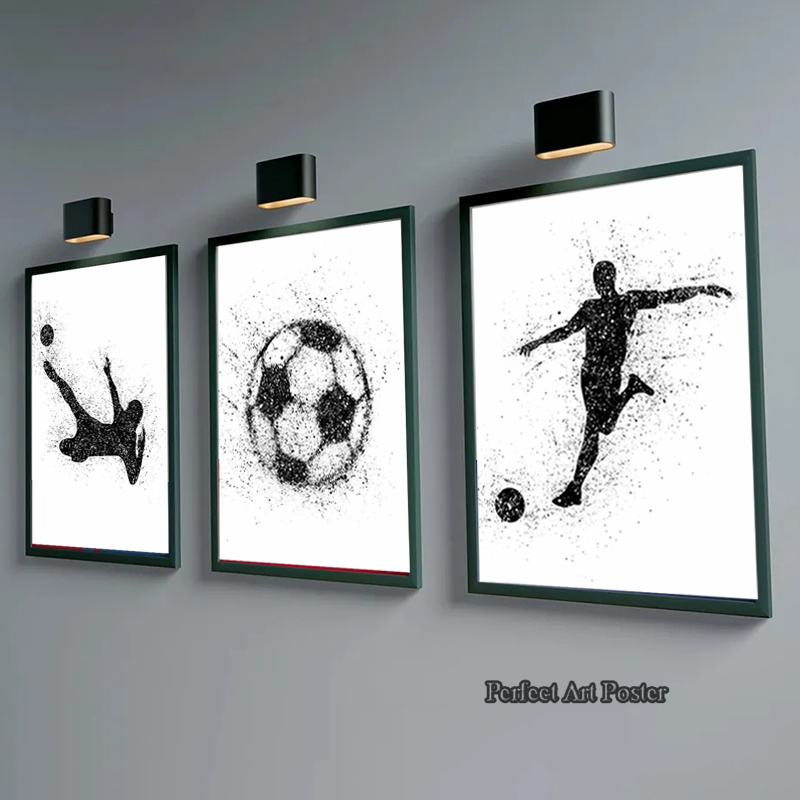Interior Design Studio - Aquarel Voetbal Man Spelen Voetbal Sport