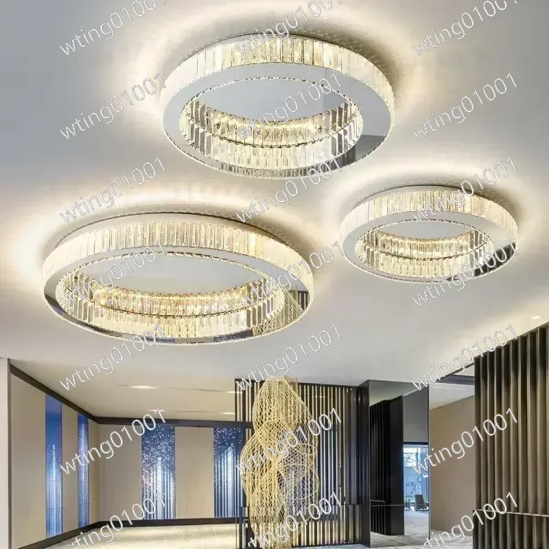 Interior Design High Ceiling - Italiaanse stijl ronde kristallen plafondlamp, moderne