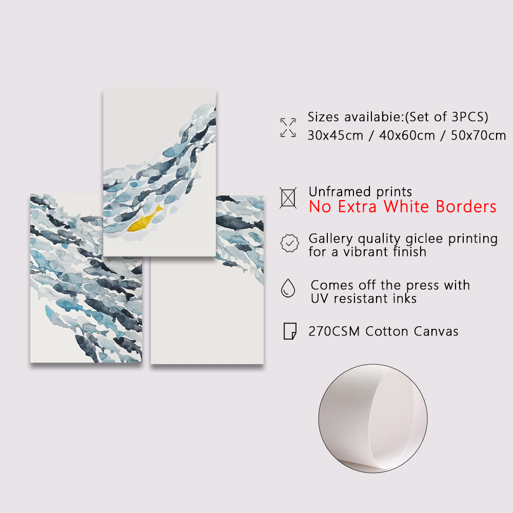3 Stuks Aquarel Vis Groep Muur - Interior Design Studio recensie en prijs