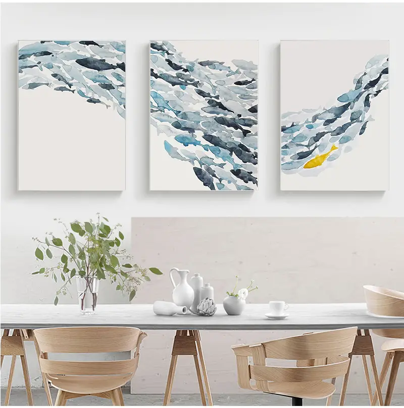 3 Stuks Aquarel Vis Groep Muur - Interior Design Studio recensie en prijs