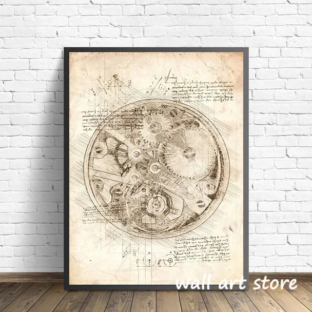 Vintage horloge schets poster  - Interior Design Studio recensie en prijs