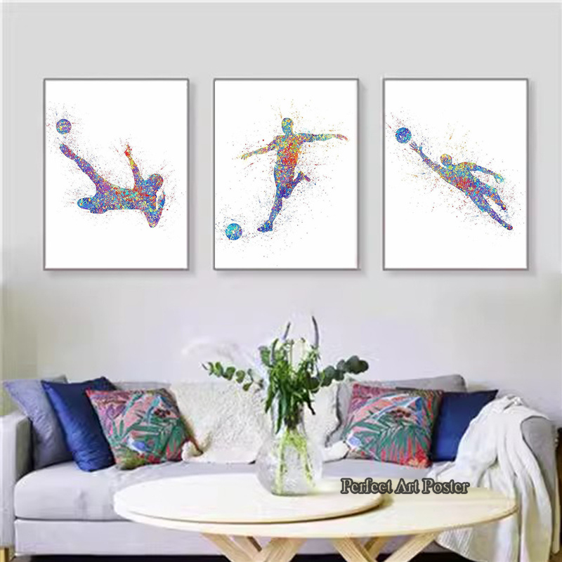 Aquarel Voetbal Man Spelen Voe - Interior Design Studio recensie en prijs