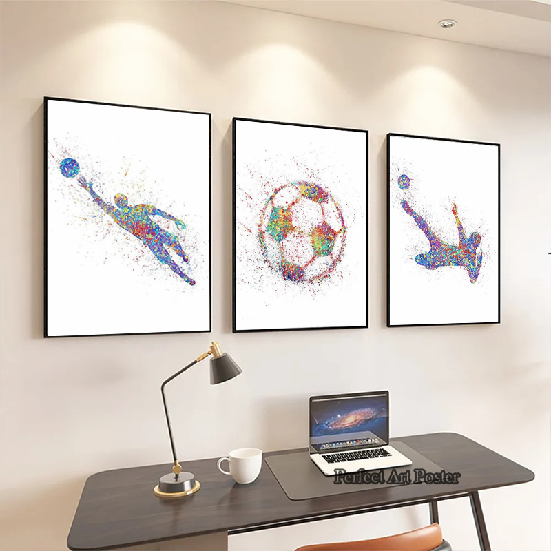 Aquarel Voetbal Man Spelen Voe - Interior Design Studio recensie en prijs